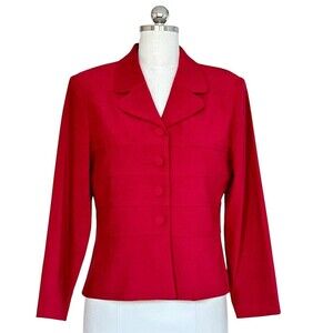 Jessica Howard Blazer Jacket Womens Petite 8 Red 4-Button Notch Lapel